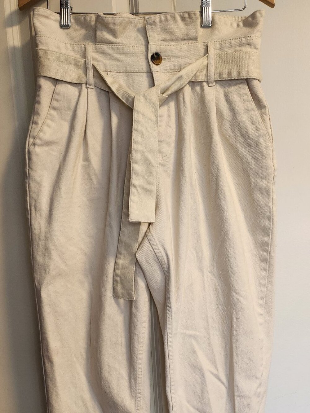 Who What Wear Size 8 High Rise Puffy Wide Leg Pants Off White